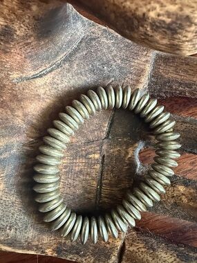 Antique silver. Coil Beaded Stretch Bracelet - not sterling